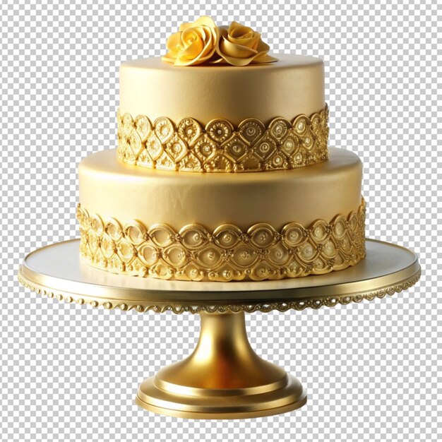 PSD elegant golden cake on a stand