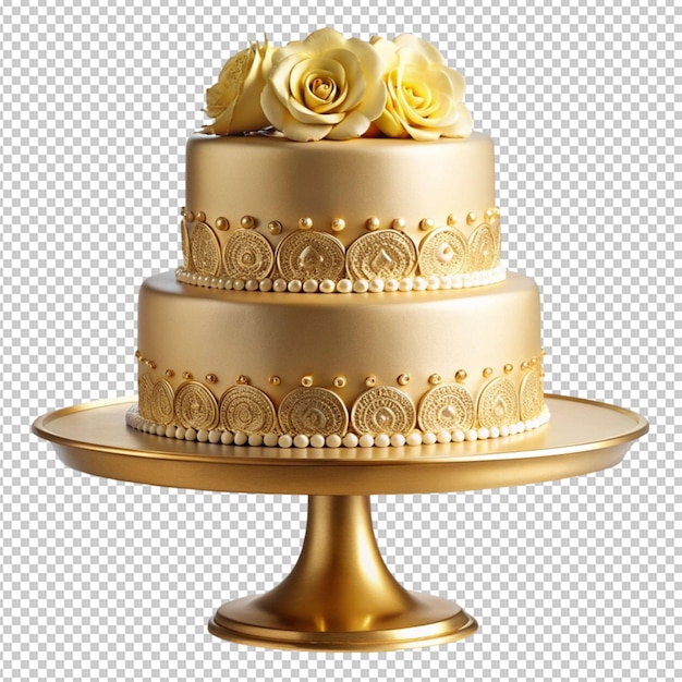 PSD elegant golden cake on a stand