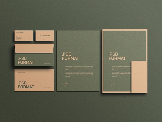 Elegant green stationery mockup