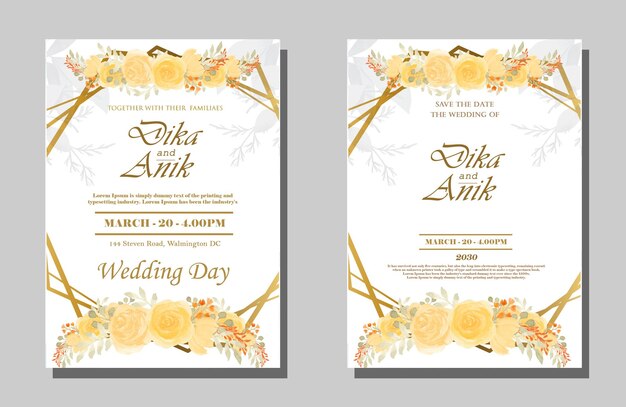 Elegant greenery on wedding invitation card template psd