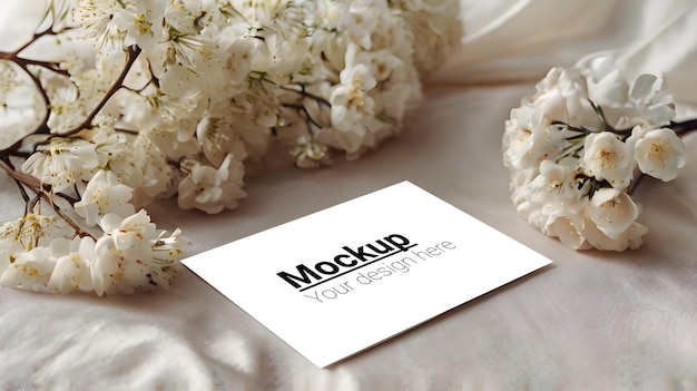 Elegant Greeting Card Mockup with Fresh Floral Arrangement