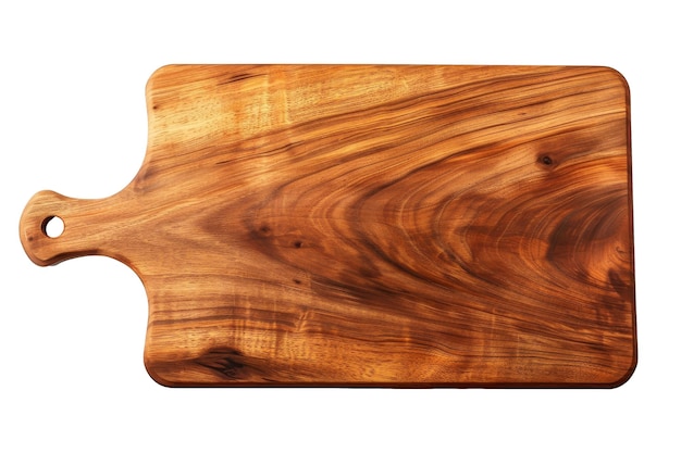 PSD elegant handcrafted wooden cutting board on pristine white background