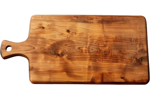 PSD elegant handcrafted wooden cutting board on pristine white background