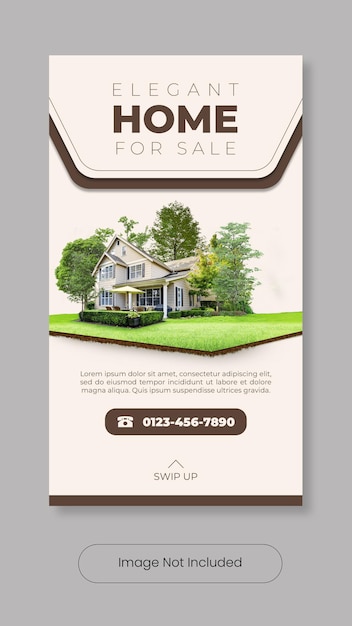 Elegant home for sale instagram stories template banner