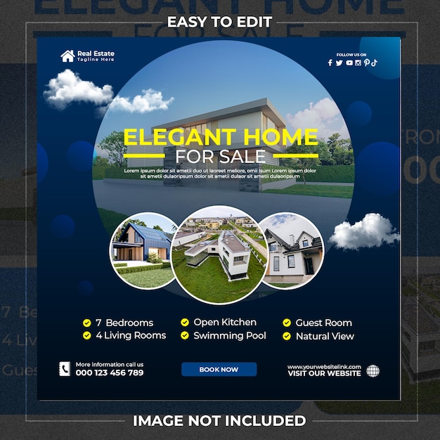 Elegant home for sale social media template