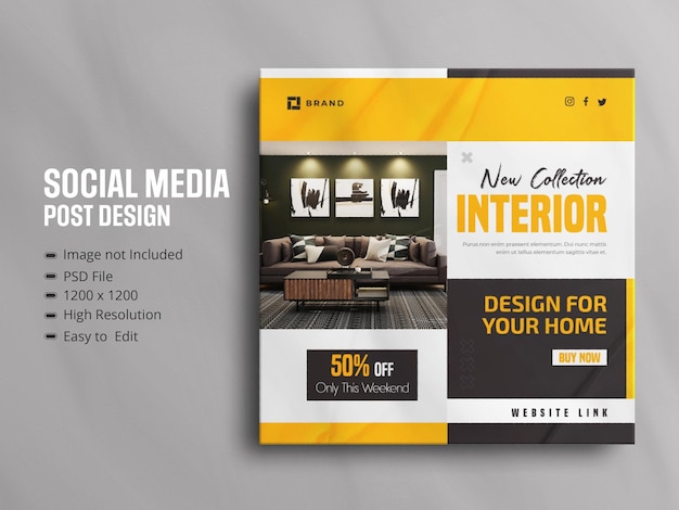 Elegant interior furniture instagram story and social media post template