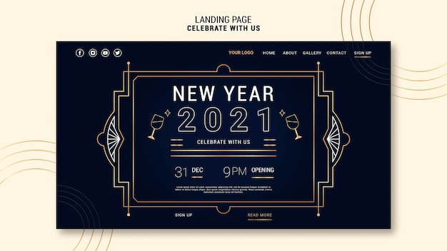 Elegant landing page template for new years party