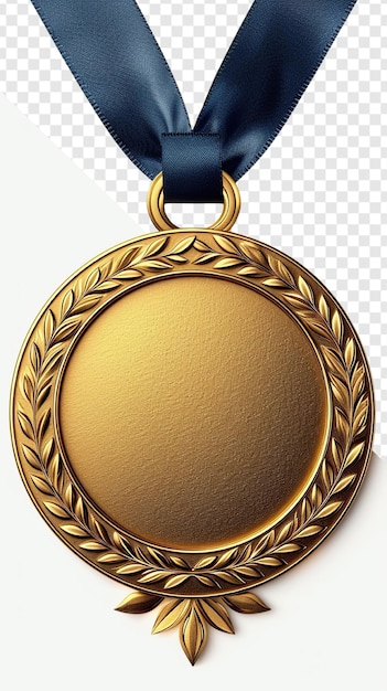 Elegant Long Corded Golden Medal Photorealistic on Transparent Background