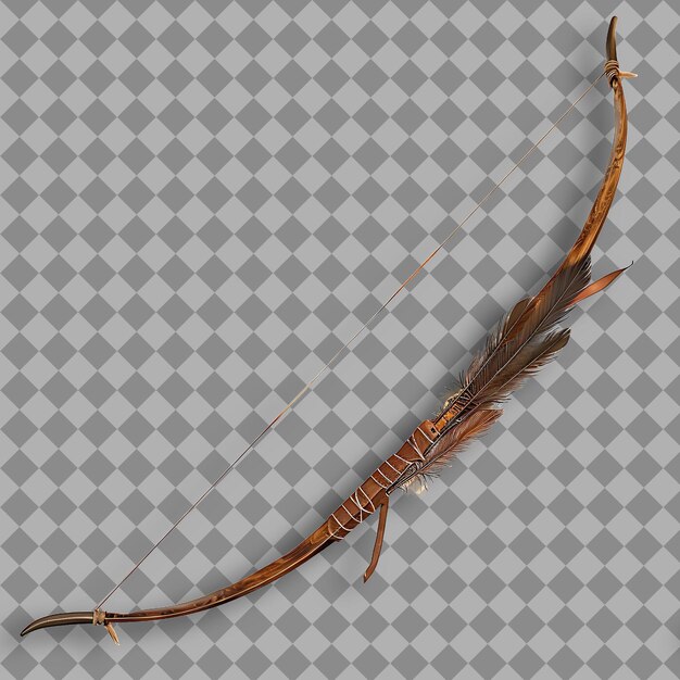 PSD elegant longbow of the ranger crafted from yew wood and ador png game asset on clean background