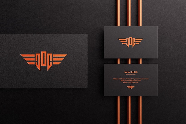 Elegant and luxury business card with debossed logo mockup