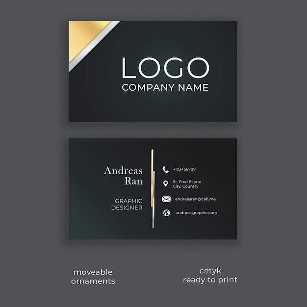 PSD elegant luxury gold silver business card