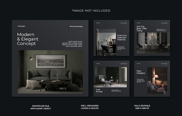 Elegant and luxury interior social media post template