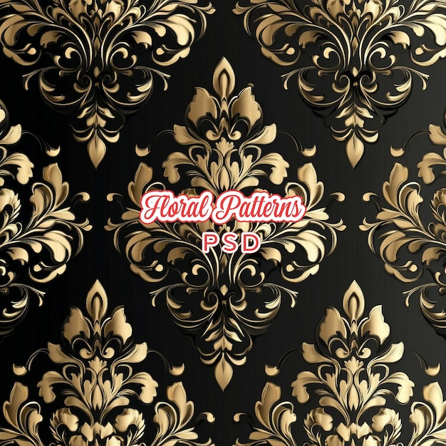 PSD elegant and luxury wallpaper with large floral elements