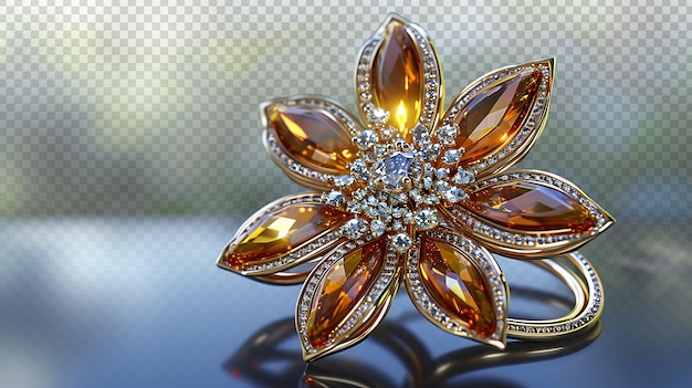 PSD elegant metal and diamond brooch inspired by nature