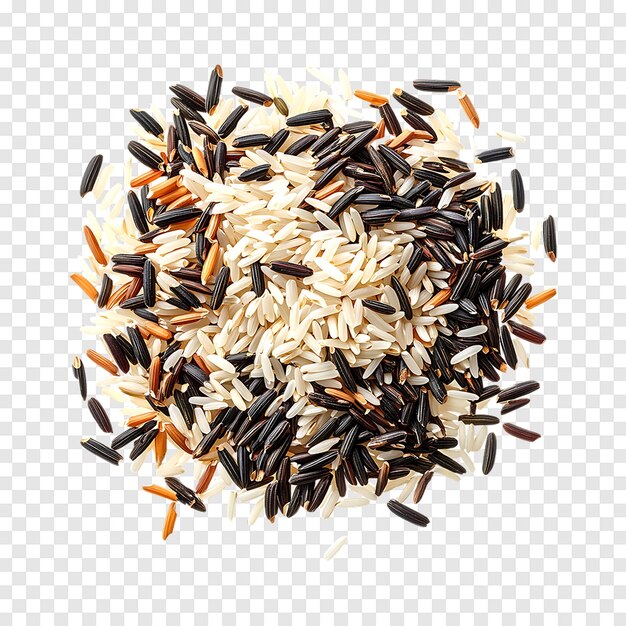 PSD elegant mix of long grain rice and wild rice isolated on a transparent background for packaging