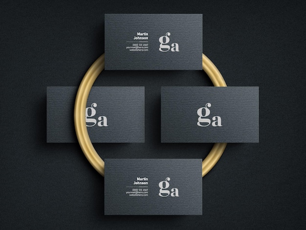 Elegant and modern business card mockup with the golden ring