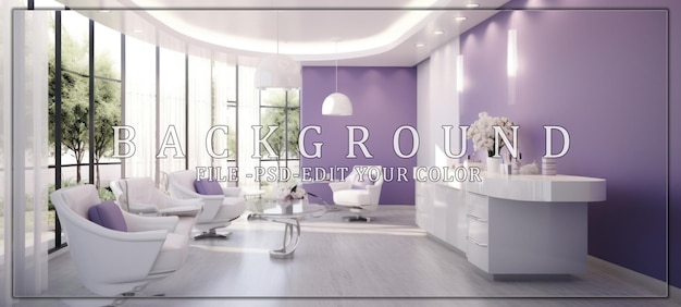 PSD elegant modern interior design with white and lavender tones