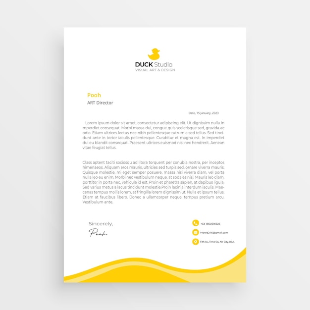 Elegant modern letterhead template design yellow