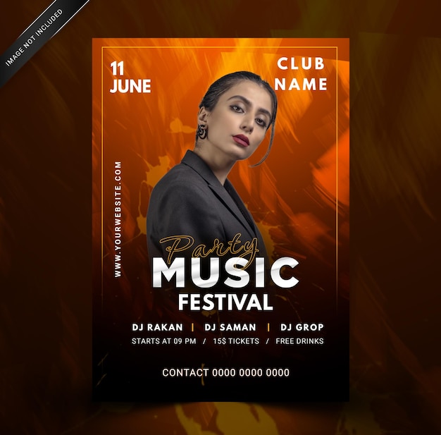 Elegant Music Festival poster template PSD template