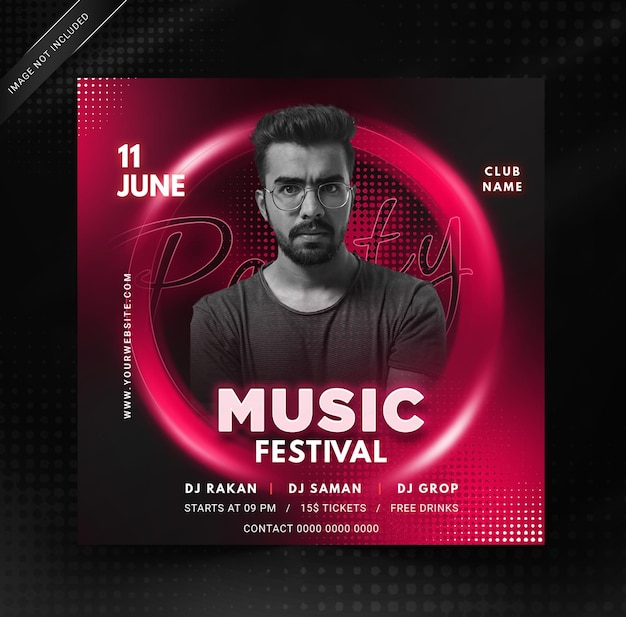 Elegant Music festival social media post PSD template