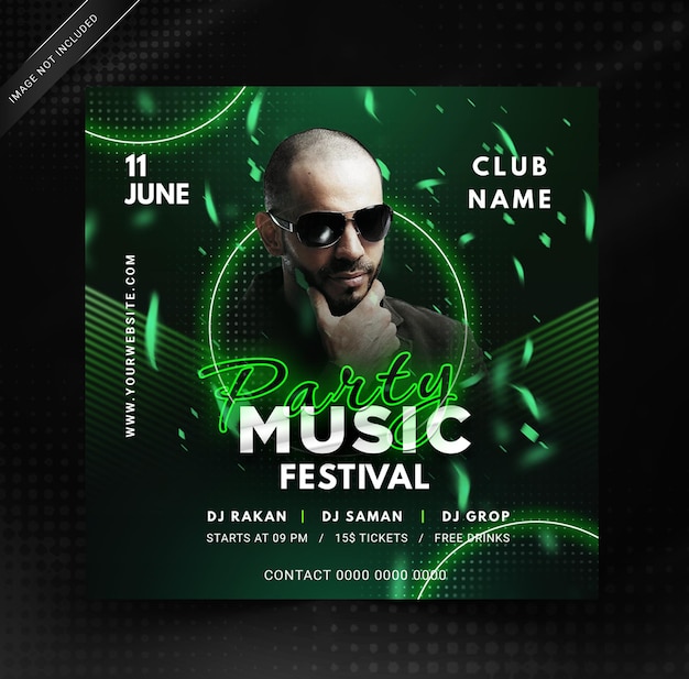 Elegant Music festival social media post PSD template