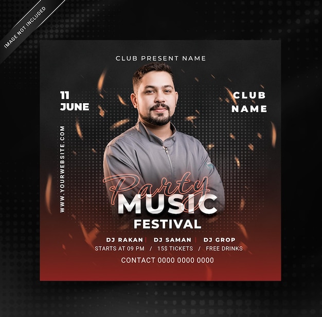 Elegant Music festival social media post PSD template