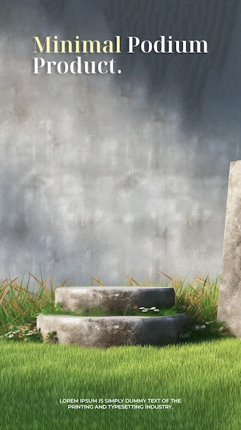 elegant and natural podium with stones stage display mockup for show product presentation