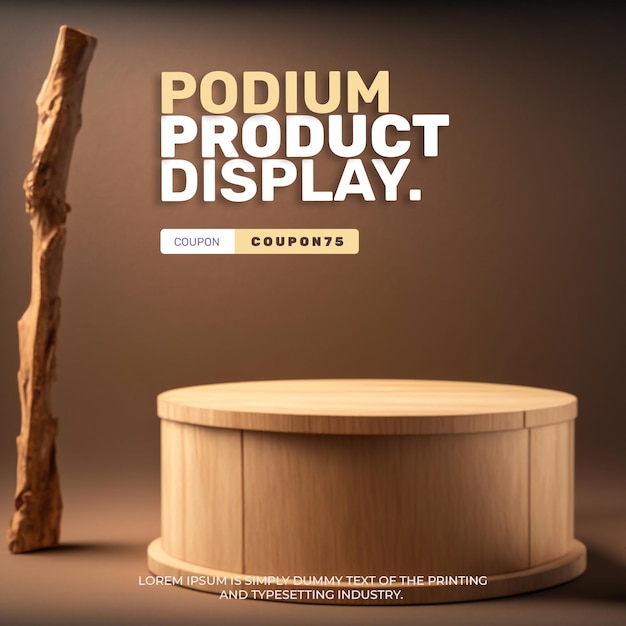 elegant and natural podium with Wood , stage display mockup for show product presentation