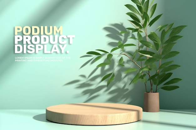 elegant and natural podium with wood stage display mockup for show product presentation