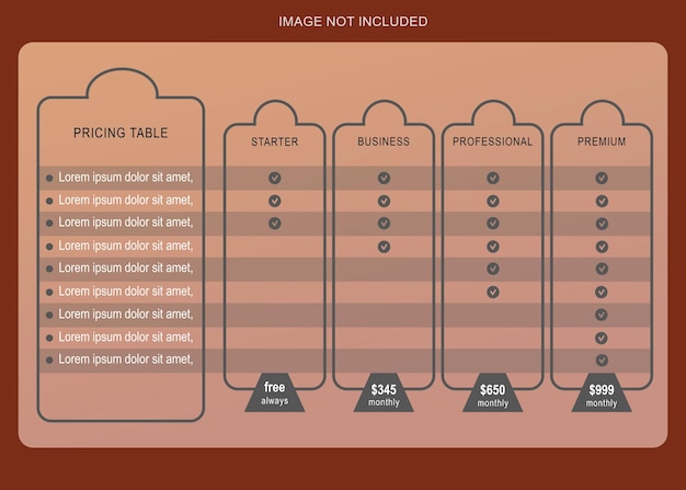 PSD elegant new pricing table for professional