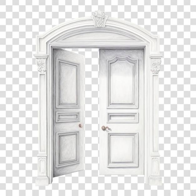 Elegant open white door illustration