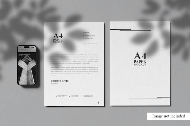 Elegant Paper and Smartphone Mockup for showcasing your design to clients