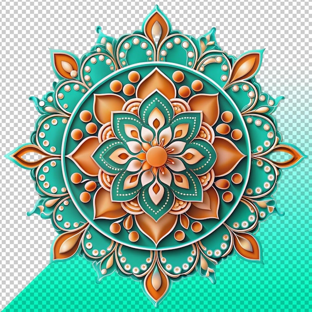 PSD elegant pastel colored mandala design on transperent background