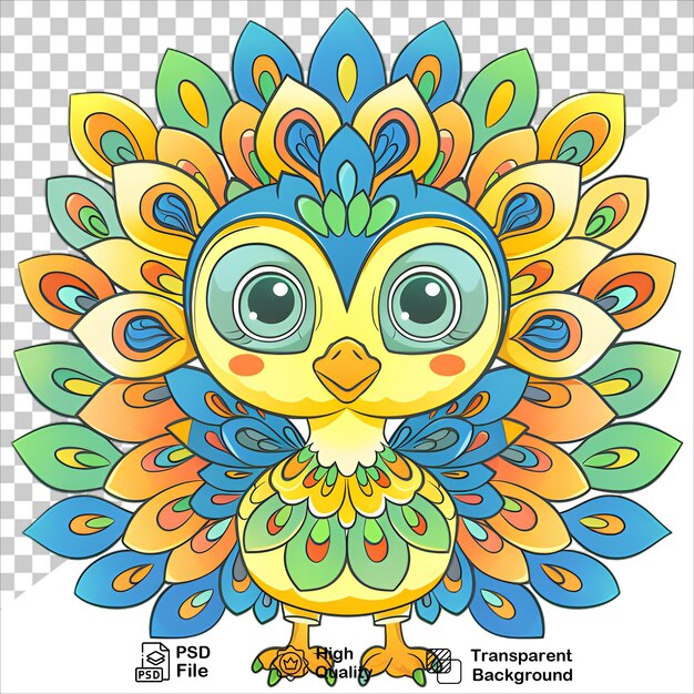 Elegant Peacock Coloring Page on Clear Background