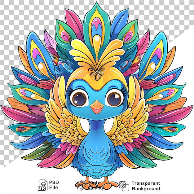 Elegant Peacock Coloring Page on Clear Background