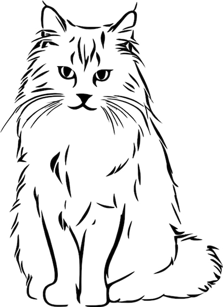 PSD elegant persian cat silhouette in black stencil style