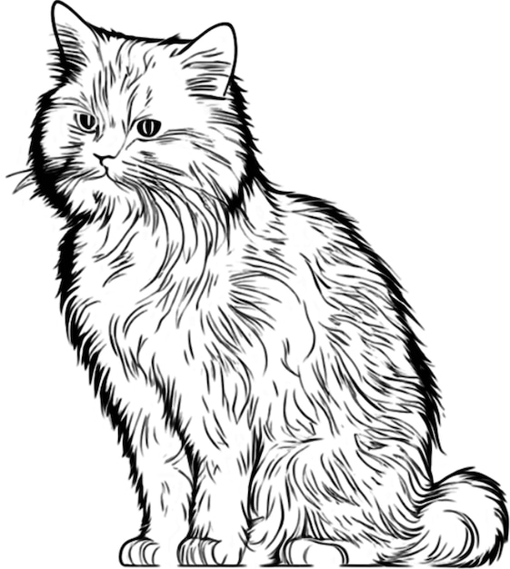 PSD elegant persian cat silhouette in black stencil style