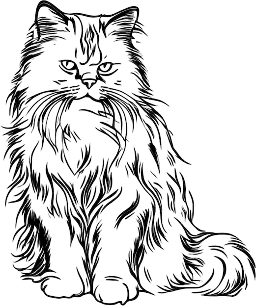 PSD elegant persian cat silhouette in black stencil style