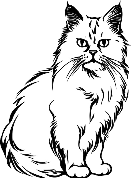 PSD elegant persian cat silhouette in black stencil style