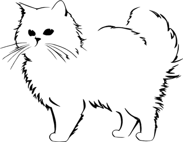 PSD elegant persian cat silhouette in black stencil style