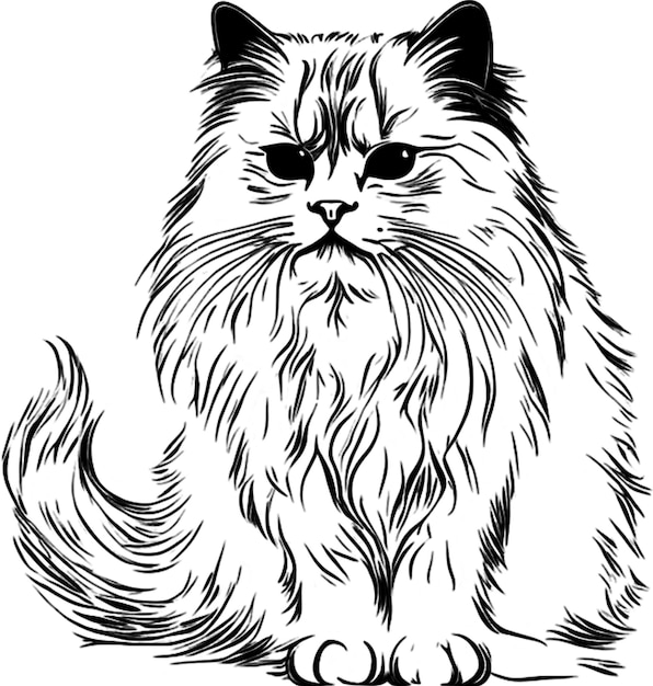 PSD elegant persian cat silhouette in black stencil style