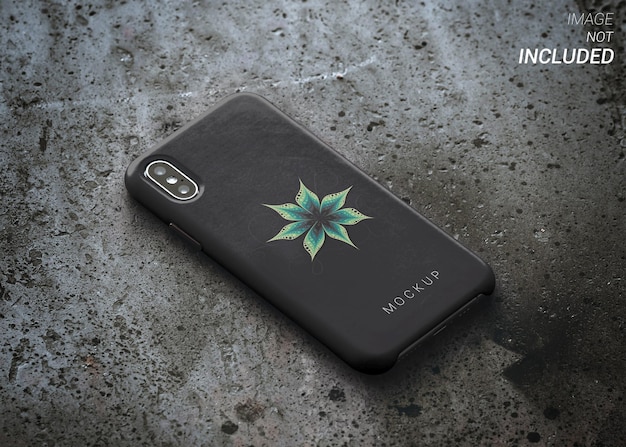 Elegant phone case mockup on dark surface