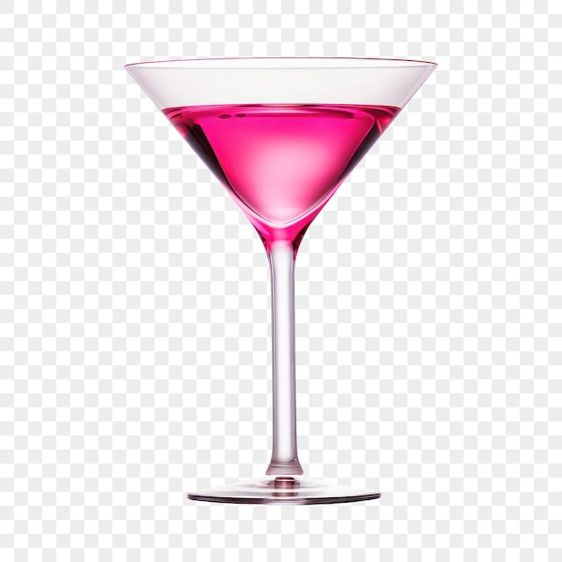 PSD elegant pink cocktail in classic martini glass on isolated background