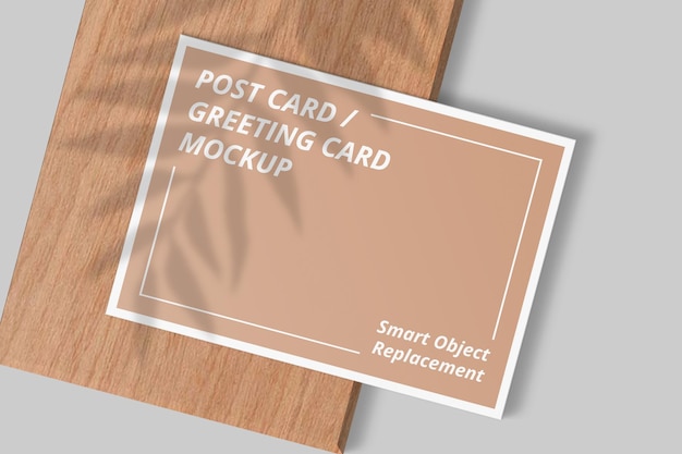 Elegant postcard mockup with shadow overlay