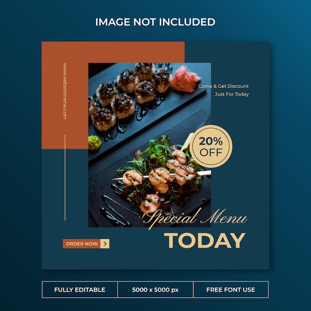 Elegant restaurant food instagram post social media template