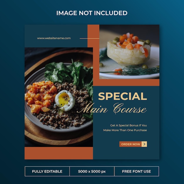 Elegant restaurant food instagram post social media template