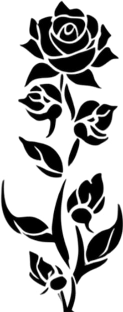 PSD elegant rose silhouette stencil for stunning floral designs