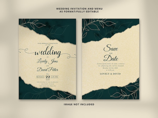 Elegant royal green wedding invitation card