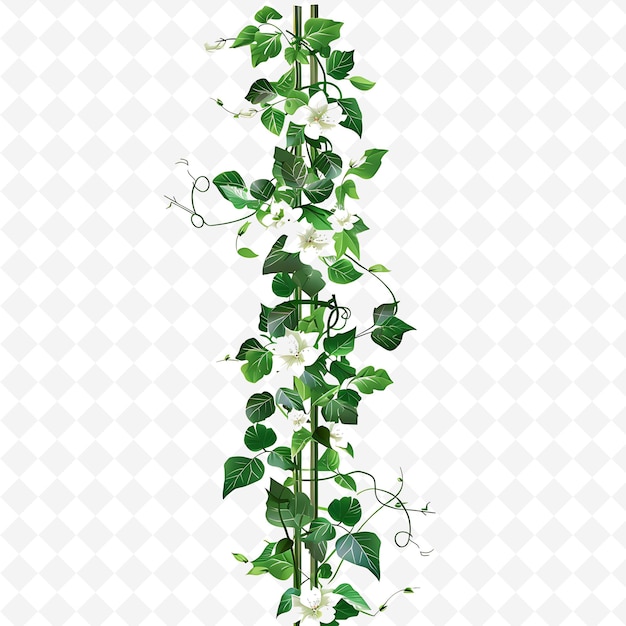 Elegant Scaffold Decorated With Ivy and Jasmine Leaves and F PNG Natural Inspired Flat Borderline