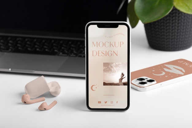 Elegant scene with device mockup